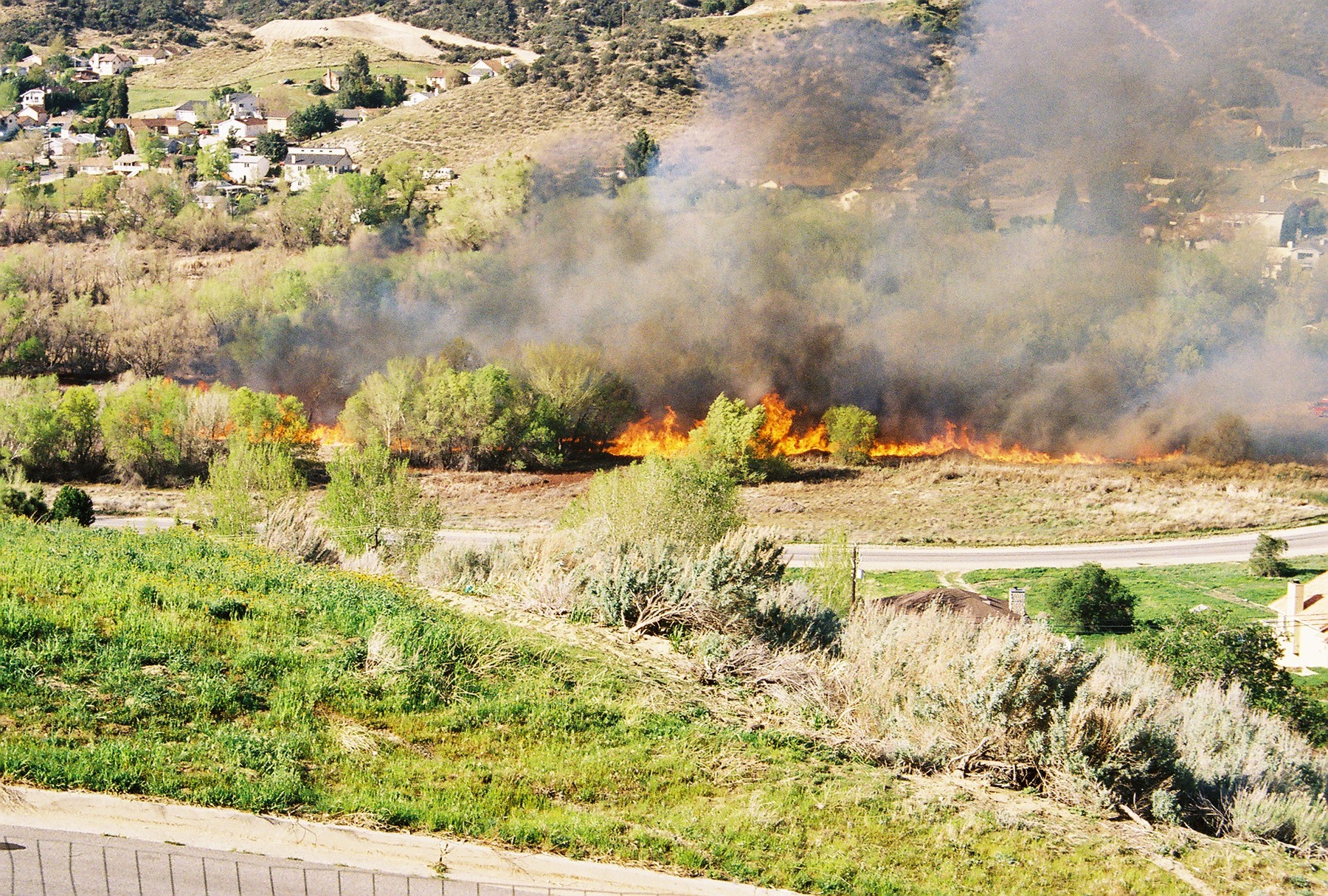 Flames burning